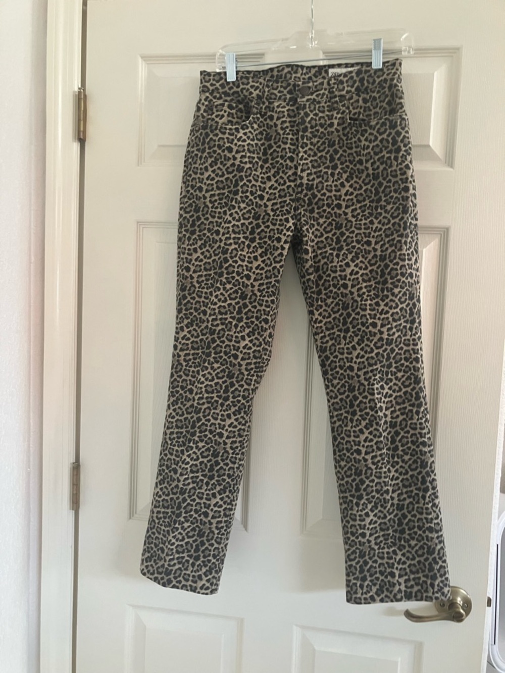 Zara Leopard Print Boot Cut Jeans - Black and Brown
